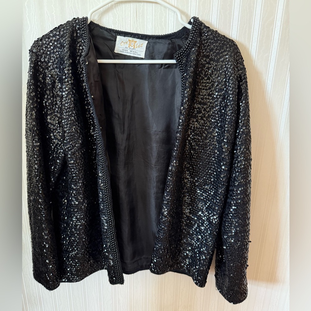 Vintage wool Sequin Black Jacket